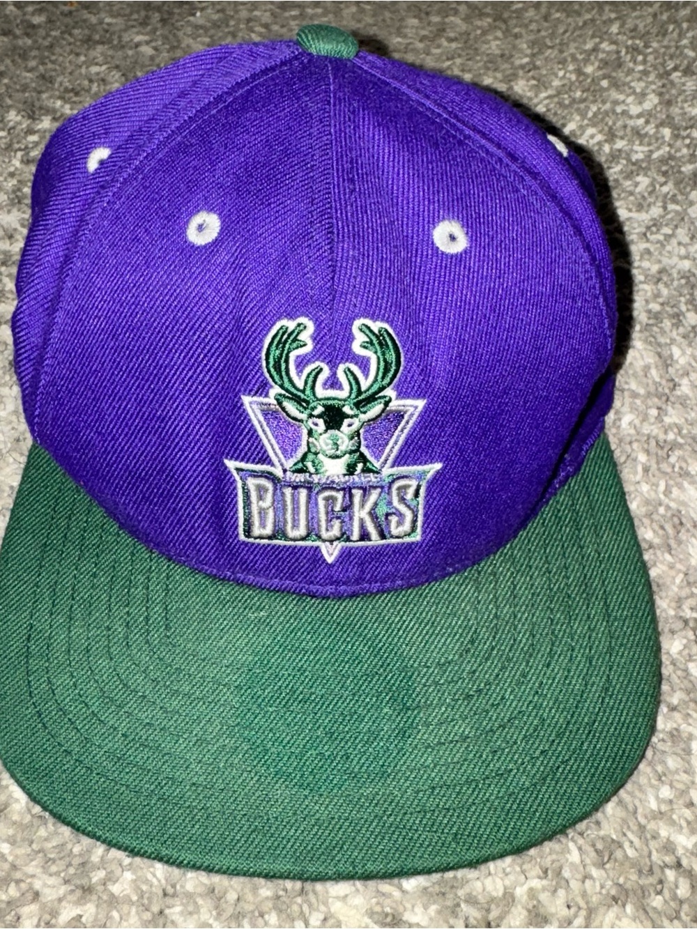 Vintage Milwaukee Bucks Purple & Green Snapback Hat RAY ALLEN AUTO PATCH